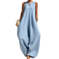 Women's Sleeveless V-Neck Wide-Leg Jumpsuit with Pockets
