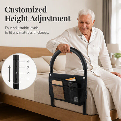 📢📢40% OFF !! ⏰ Safe Stand Bed Rail – Adjustable height, foam grip & secure strap – Easy bedside support for seniors & mobility aid ✨