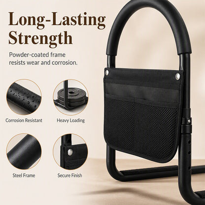 📢📢40% OFF !! ⏰ Safe Stand Bed Rail – Adjustable height, foam grip & secure strap – Easy bedside support for seniors & mobility aid ✨