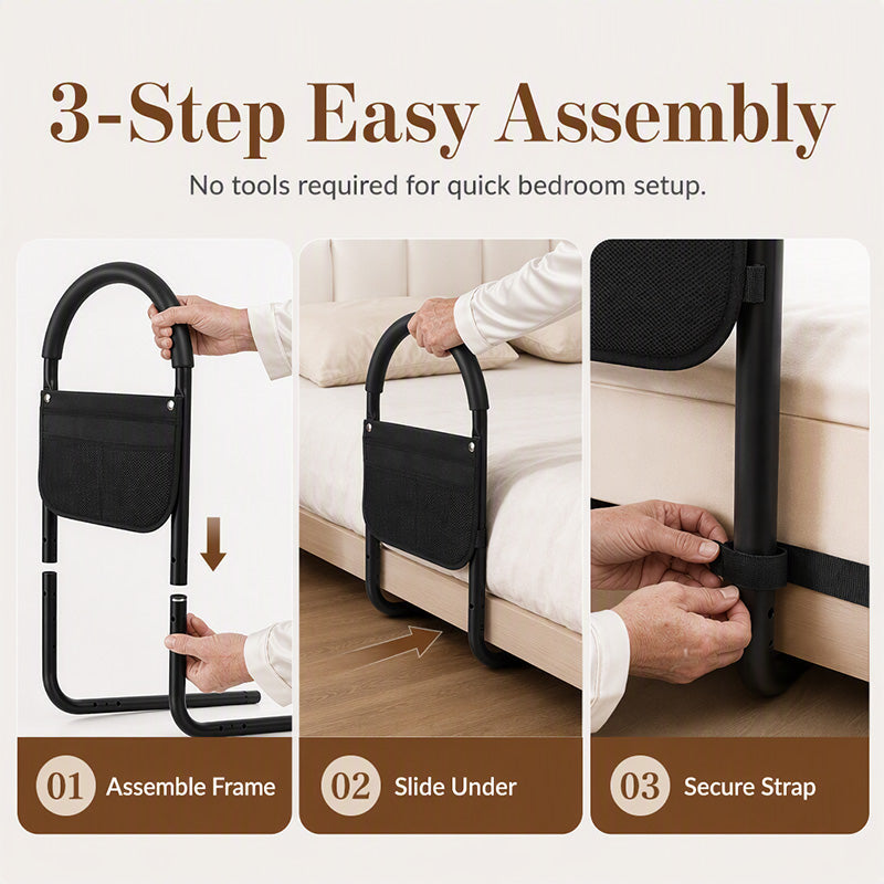 📢📢40% OFF !! ⏰ Safe Stand Bed Rail – Adjustable height, foam grip & secure strap – Easy bedside support for seniors & mobility aid ✨