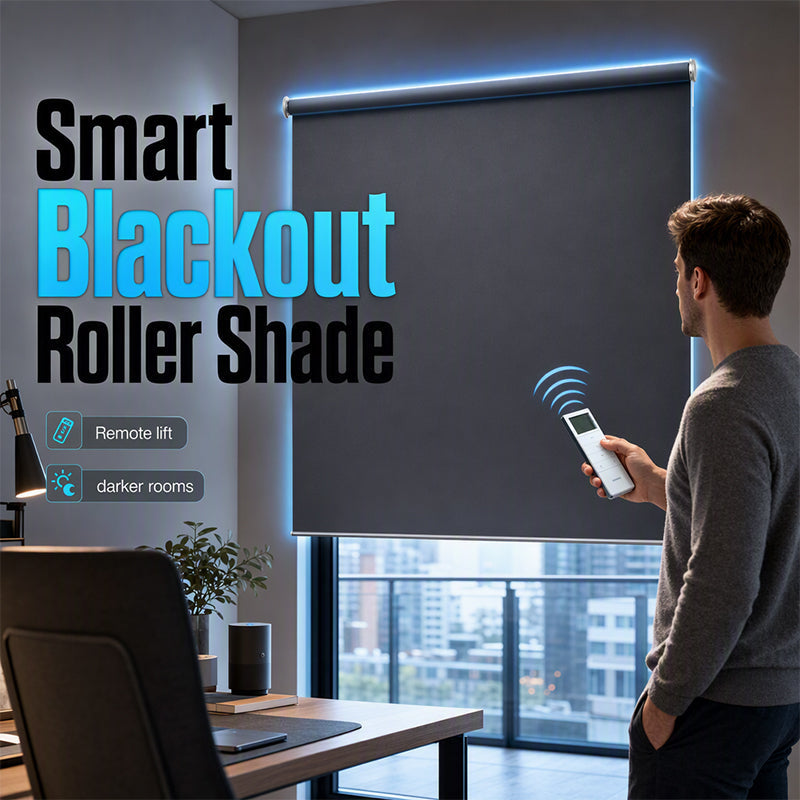 🎉 LIMITED TIME 50% OFF! 🪟 Motorized Blackout Blinds with Remote – Smart Roller Shade, Complete Light Blocking & Clean Modern Design ✨