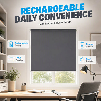 🎉 LIMITED TIME 50% OFF! 🪟 Motorized Blackout Blinds with Remote – Smart Roller Shade, Complete Light Blocking & Clean Modern Design ✨