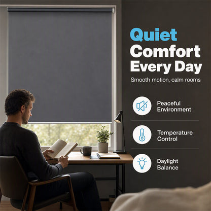 🎉 LIMITED TIME 50% OFF! 🪟 Motorized Blackout Blinds with Remote – Smart Roller Shade, Complete Light Blocking & Clean Modern Design ✨
