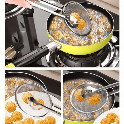 🎉 LIMITED TIME 50% OFF! 🥢 2-in-1 Stainless Steel Food Tongs & Oil Strainer – Fine Mesh, Ergonomic Handle & Easy Clean ✨