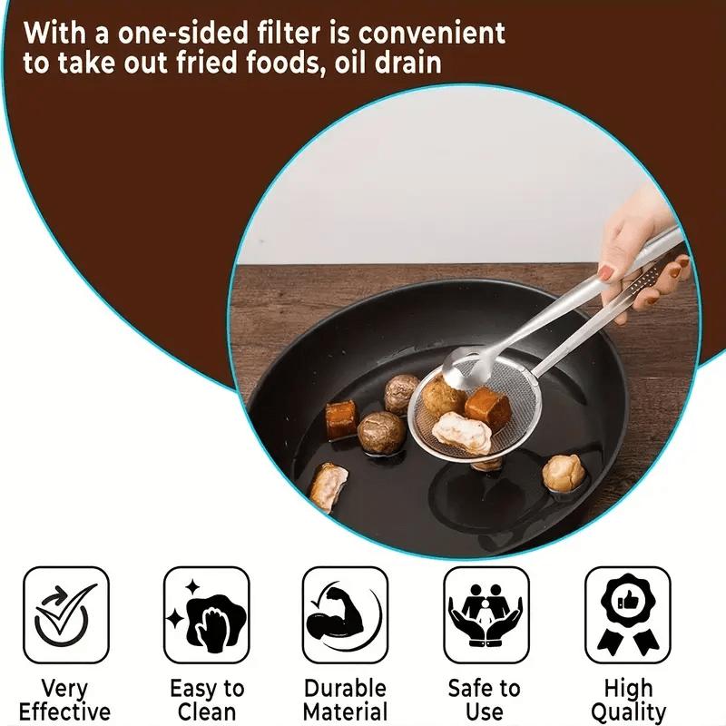 🎉 LIMITED TIME 50% OFF! 🥢 2-in-1 Stainless Steel Food Tongs & Oil Strainer – Fine Mesh, Ergonomic Handle & Easy Clean ✨