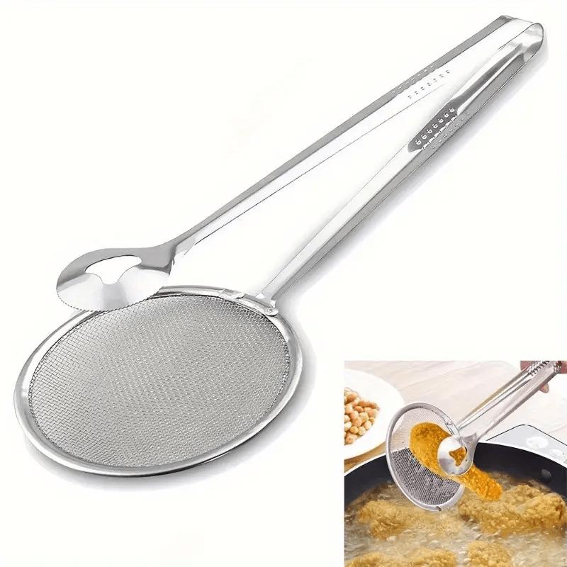 🎉 LIMITED TIME 50% OFF! 🥢 2-in-1 Stainless Steel Food Tongs & Oil Strainer – Fine Mesh, Ergonomic Handle & Easy Clean ✨
