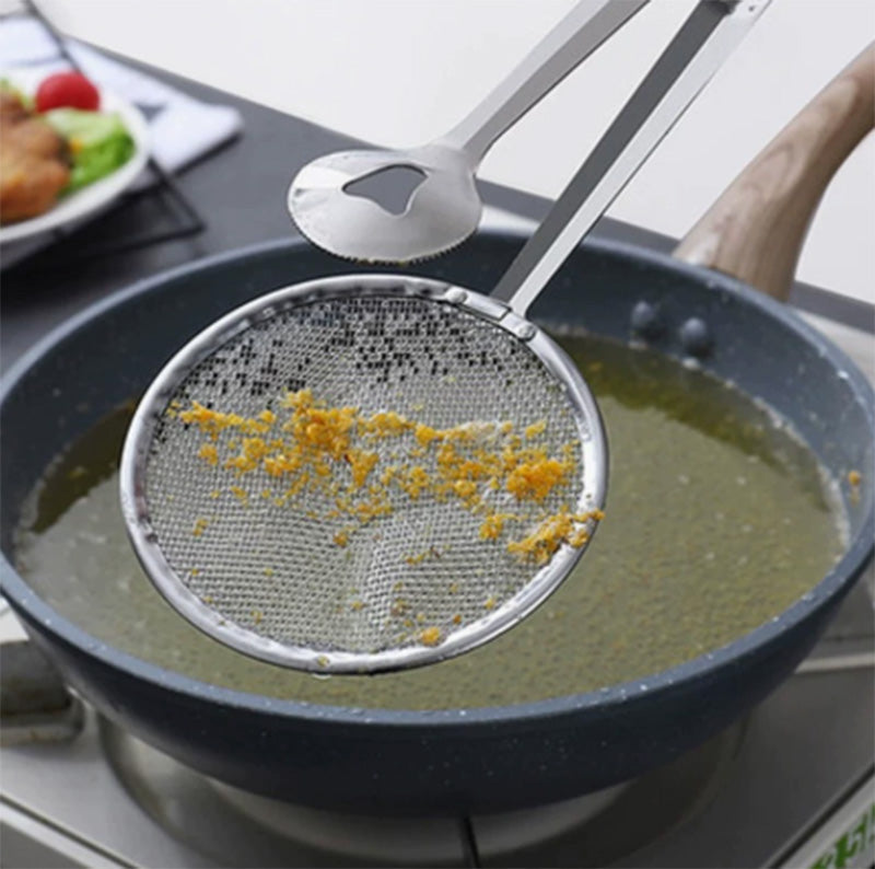 🎉 LIMITED TIME 50% OFF! 🥢 2-in-1 Stainless Steel Food Tongs & Oil Strainer – Fine Mesh, Ergonomic Handle & Easy Clean ✨