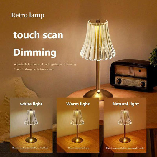 Retro Rechargeable Table Lamp with Touch Dimming