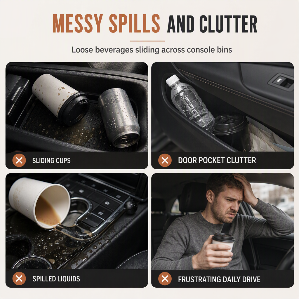 🚗 LIMITED-TIME 50% OFF! 🥤 Foldable Car Door Drink Holder – Multi-Purpose, Clip-On, Faux Leather ✨