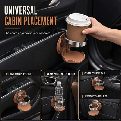 🚗 LIMITED-TIME 50% OFF! 🥤 Foldable Car Door Drink Holder – Multi-Purpose, Clip-On, Faux Leather ✨