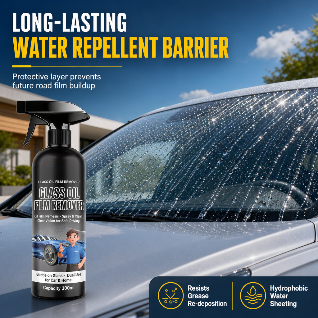 🔥 🚗 Car Glass Oil Film Remover Spray – Powerful Windshield Decontamination & Bug Residue Cleaner for Clear Driving Vision ✨