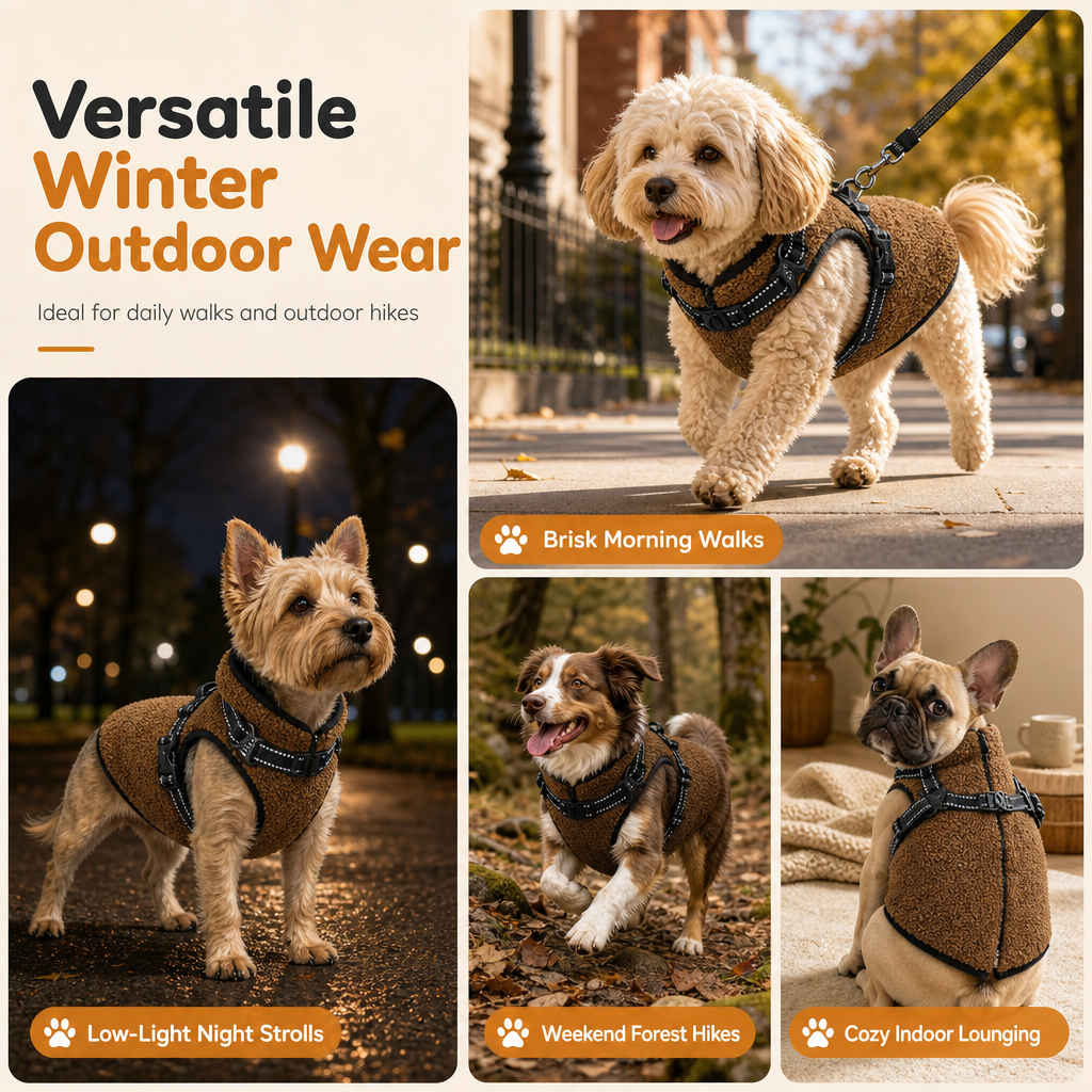 🧥 50% OFF NOW ✨ Warm Winter Dog Coat — Reflective Strips & Built-In Harness 🐾