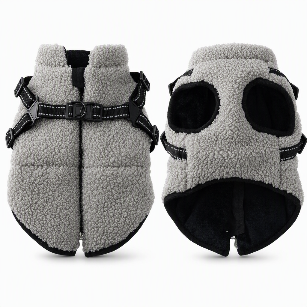 🧥 50% OFF NOW ✨ Warm Winter Dog Coat — Reflective Strips & Built-In Harness 🐾