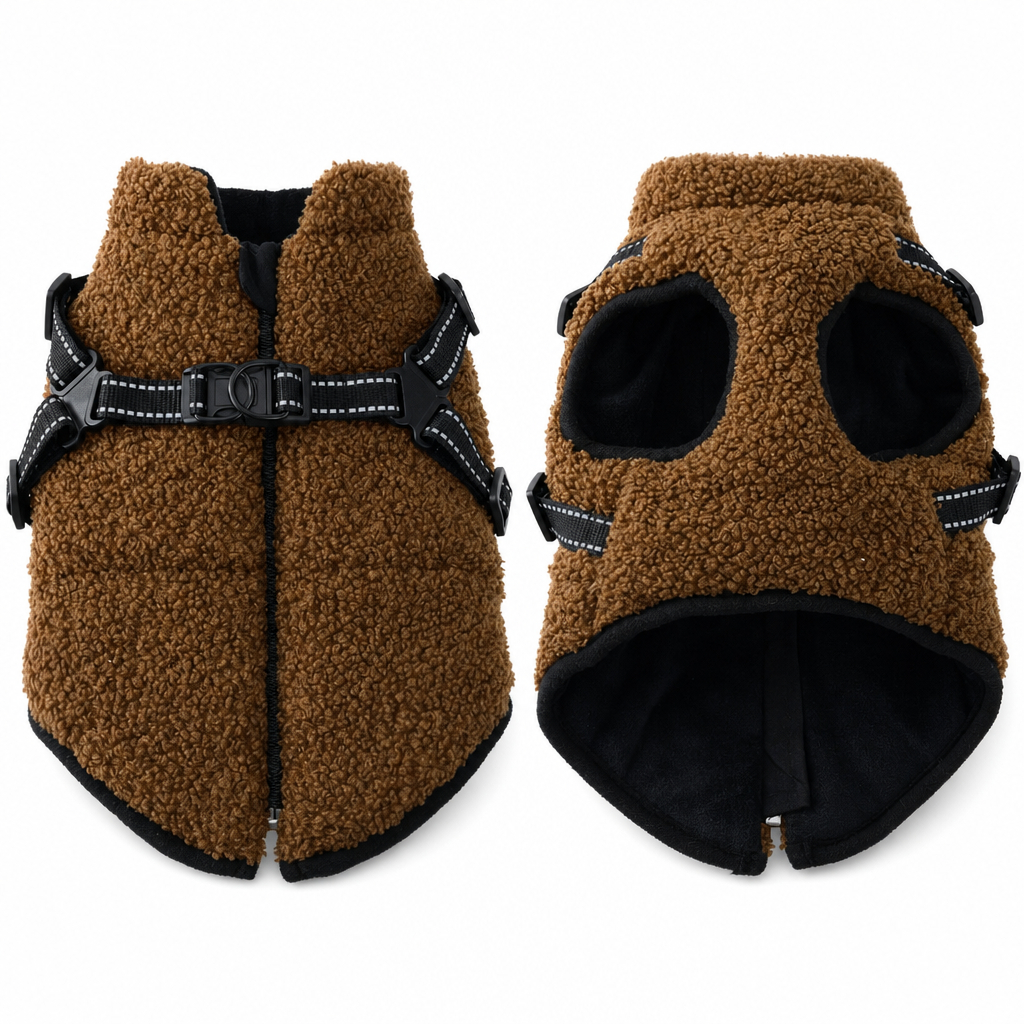 🧥 50% OFF NOW ✨ Warm Winter Dog Coat — Reflective Strips & Built-In Harness 🐾
