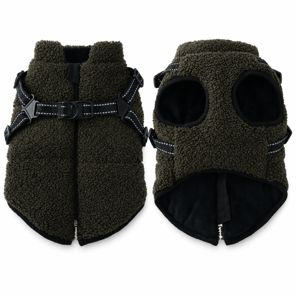🧥 50% OFF NOW ✨ Warm Winter Dog Coat — Reflective Strips & Built-In Harness 🐾