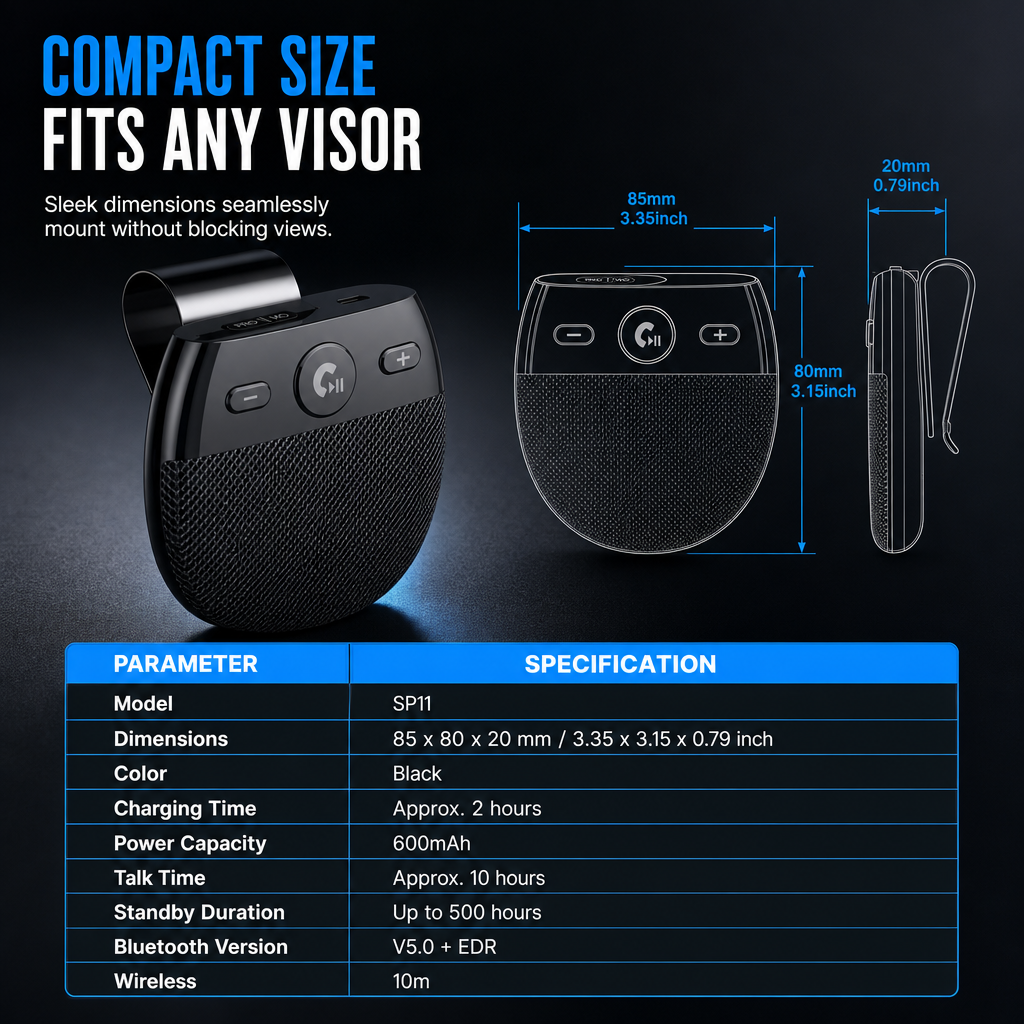 🚗 Limited-Time Discount ✨ SP11 Sun Visor Bluetooth Speakerphone — Hands-Free Calls 📞