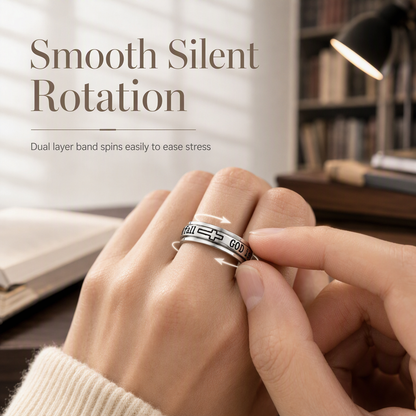 💍 50% OFF! ✨ Silver Titanium Spinner Ring – "God Is Within Her" engraving ✨