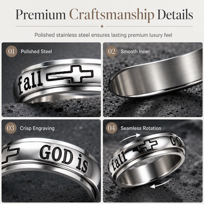 💍 50% OFF! ✨ Silver Titanium Spinner Ring – "God Is Within Her" engraving ✨