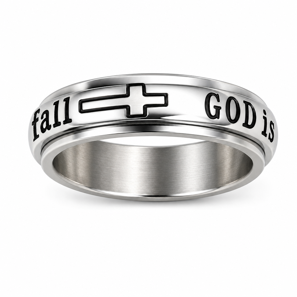 💍 50% OFF! ✨ Silver Titanium Spinner Ring – "God Is Within Her" engraving ✨