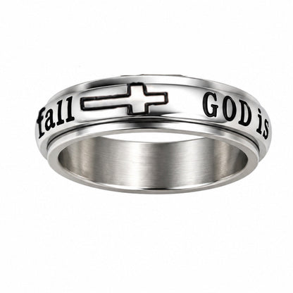 💍 50% OFF! ✨ Silver Titanium Spinner Ring – "God Is Within Her" engraving ✨