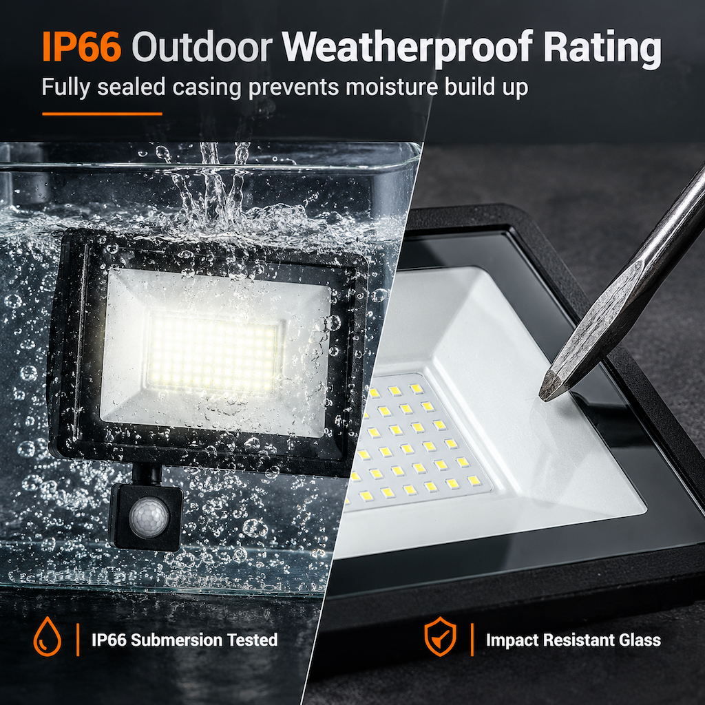 📢📢 30% OFF! 50W Outdoor LED Floodlight – PIR Motion Sensor & IP66 Weatherproof Design for Yards and Entryways 🏠✨