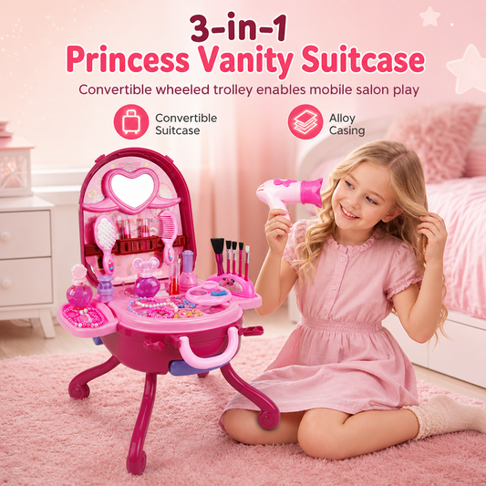 🧳 Kids' Pretend Makeup Vanity Suitcase – Portable dress-up fun for girls ✨