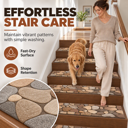 📢📢LIMITED 30% OFF !! ⏰Cobblestone Pattern Diatomite Stair Tread Mat Water Absorbent Non Slip Trimmable Step Rug Easy to Clean