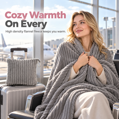 📢📢 40% OFF✈️ 2-in-1 Travel Pillow & Blanket – Soft Flannel Warmth & Easy Carry for Flights and Road Trips