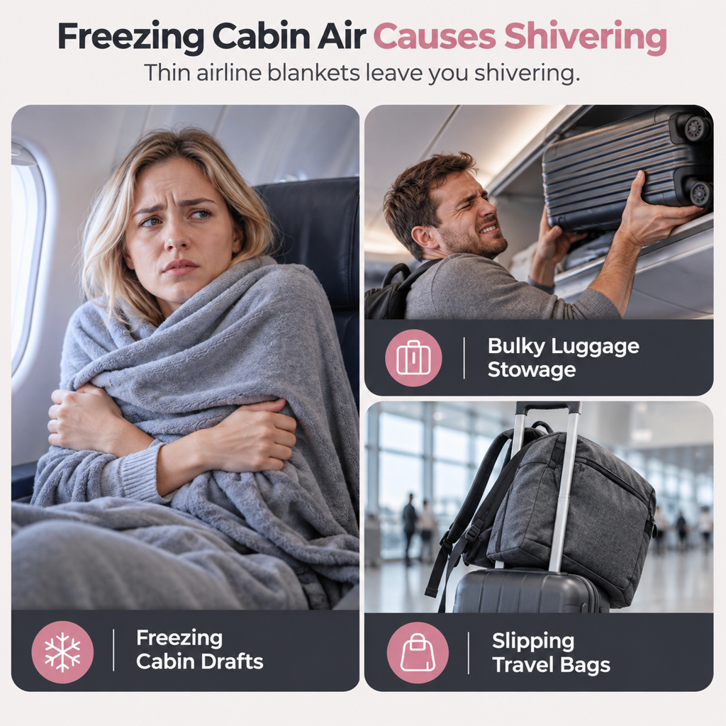 📢📢 40% OFF✈️ 2-in-1 Travel Pillow & Blanket – Soft Flannel Warmth & Easy Carry for Flights and Road Trips
