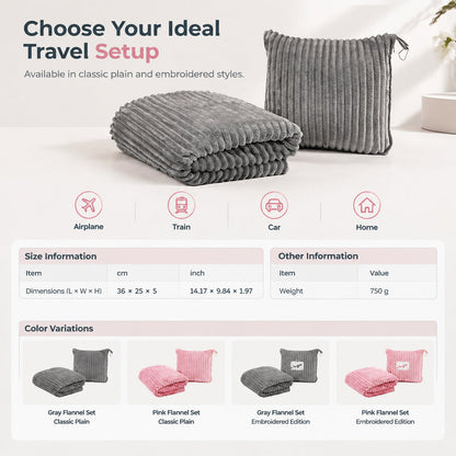 📢📢 40% OFF✈️ 2-in-1 Travel Pillow & Blanket – Soft Flannel Warmth & Easy Carry for Flights and Road Trips