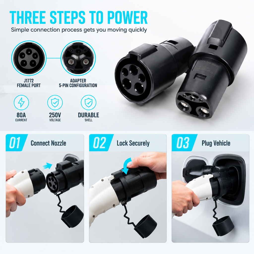 🔥40% OFF!!📢🔌 J1772 to NACS EV Adapter – Unlock Thousands of Level 1 & 2 Charging Stations for Your Tesla or NACS Vehicle, UL-Certified & Glovebox-Ready ✨