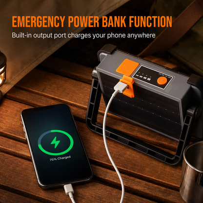⚡ 50% OFF NOW! 🔦 Solar LED Work Light & Camping Lantern – Power Bank, 4 Modes & 360° Kickstand – All-Weather Resistant 🏕️