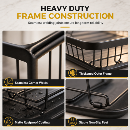 1 Tier Kitchen Dish Drying Rack Countertop Dish Drainer and Storage Organizer Basket for Bowls and Plates