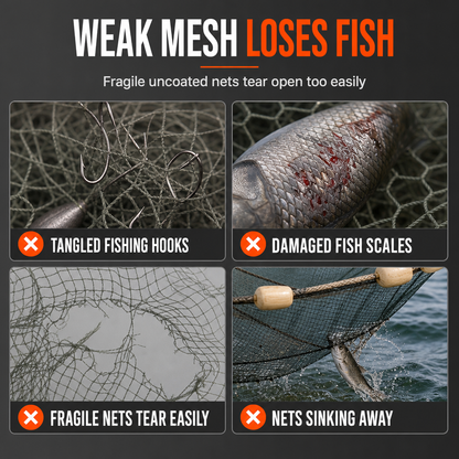 📢📢50% OFF !! ⏰Floating Collapsible Fishing Keep Net with Float Balls Coated Anti Snag Fish Guard Net Bag for Sea Fishing