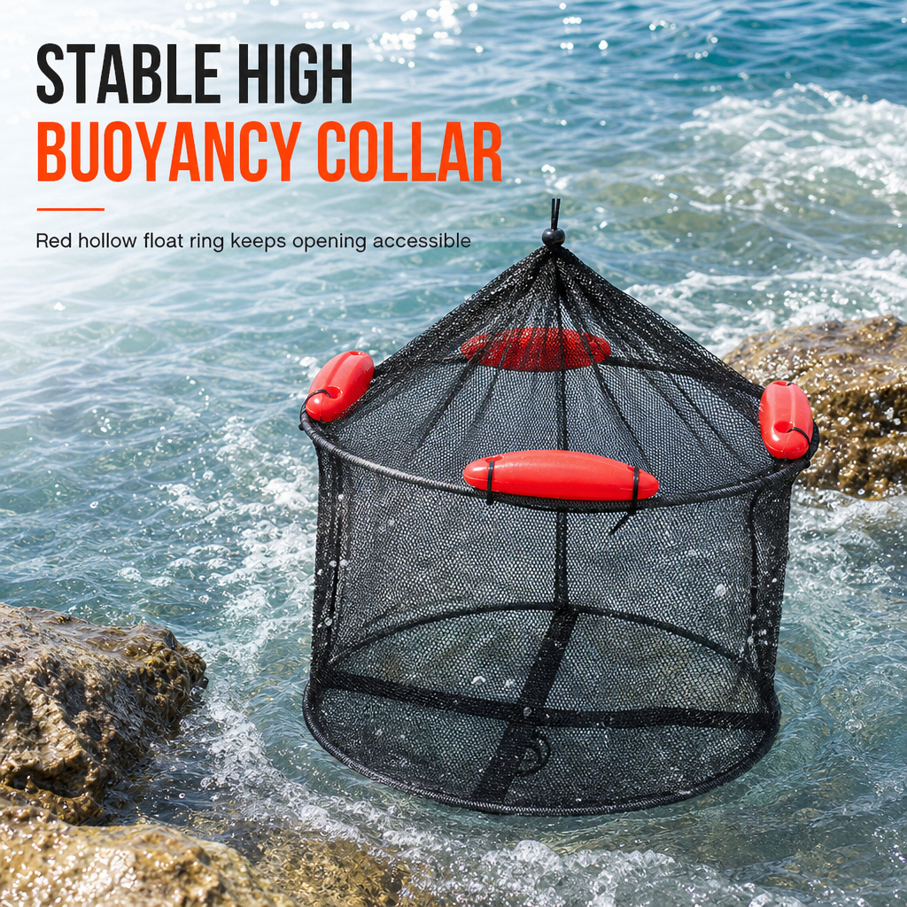 📢📢50% OFF !! ⏰Floating Collapsible Fishing Keep Net with Float Balls Coated Anti Snag Fish Guard Net Bag for Sea Fishing