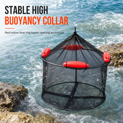 📢📢50% OFF !! ⏰Floating Collapsible Fishing Keep Net with Float Balls Coated Anti Snag Fish Guard Net Bag for Sea Fishing
