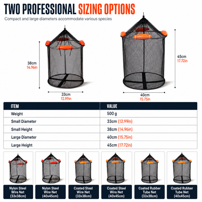📢📢50% OFF !! ⏰Floating Collapsible Fishing Keep Net with Float Balls Coated Anti Snag Fish Guard Net Bag for Sea Fishing