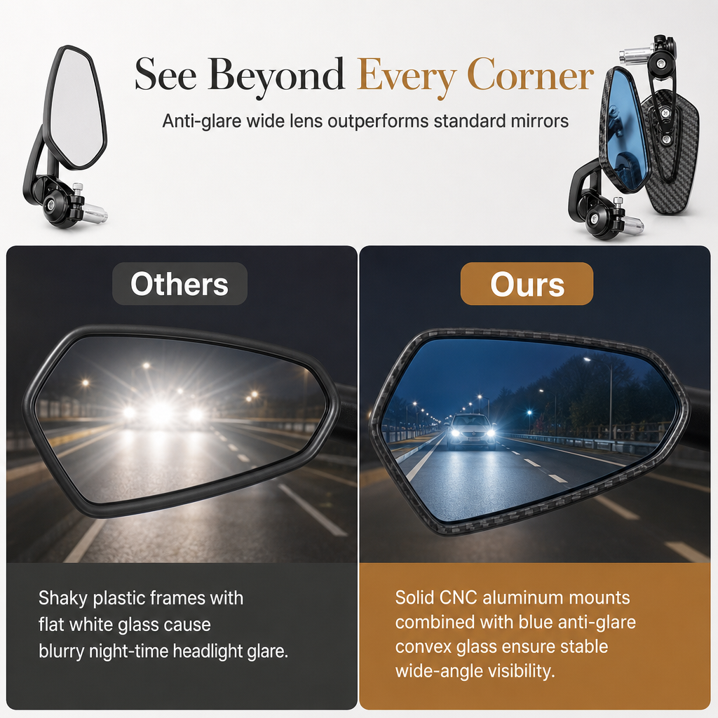 📢📢50% OFF !! ⏰Motorcycle Handlebar End Rear View Mirror Side Mirror Compatible with 150NK 250NK NK400 650NK ST Baboon