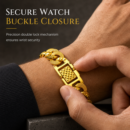 🔥📢50% OFF !! ⏰📢⌚ Men's Vietnamese Sand-Gold Style Bracelet – Matte Sandblasted Finish & Watch Clasp💎