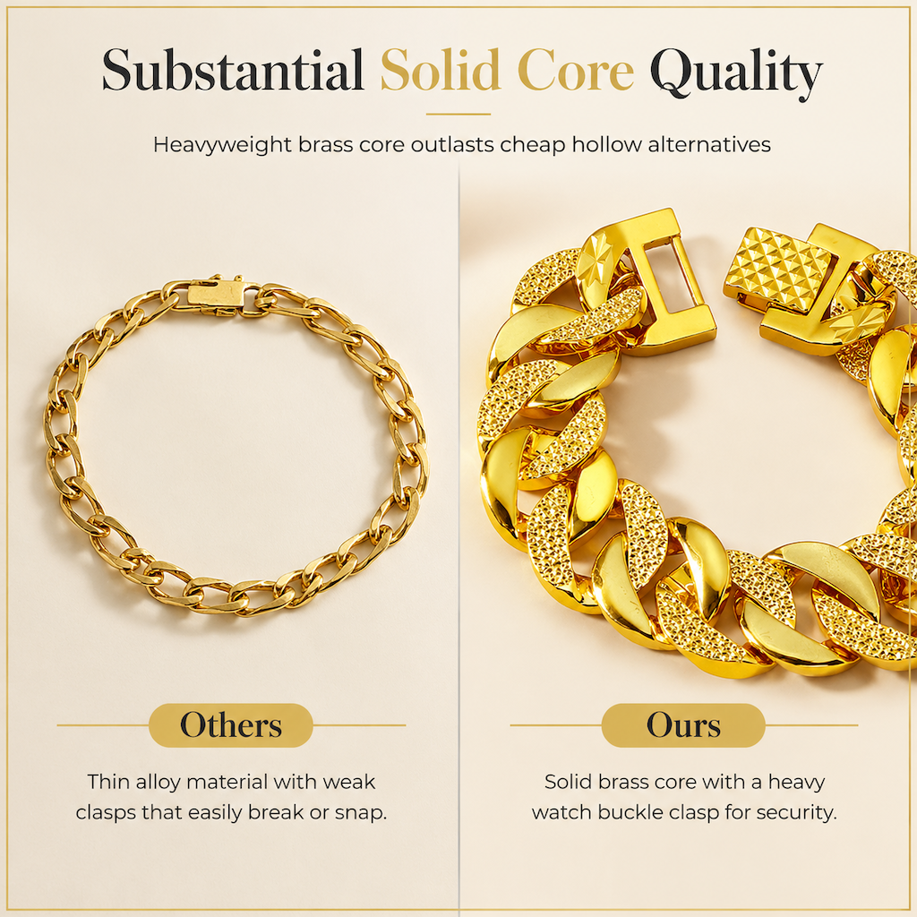 🔥📢50% OFF !! ⏰📢⌚ Men's Vietnamese Sand-Gold Style Bracelet – Matte Sandblasted Finish & Watch Clasp💎