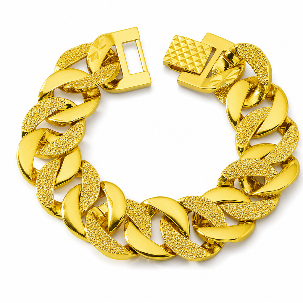 🔥📢50% OFF !! ⏰📢⌚ Men's Vietnamese Sand-Gold Style Bracelet – Matte Sandblasted Finish & Watch Clasp💎