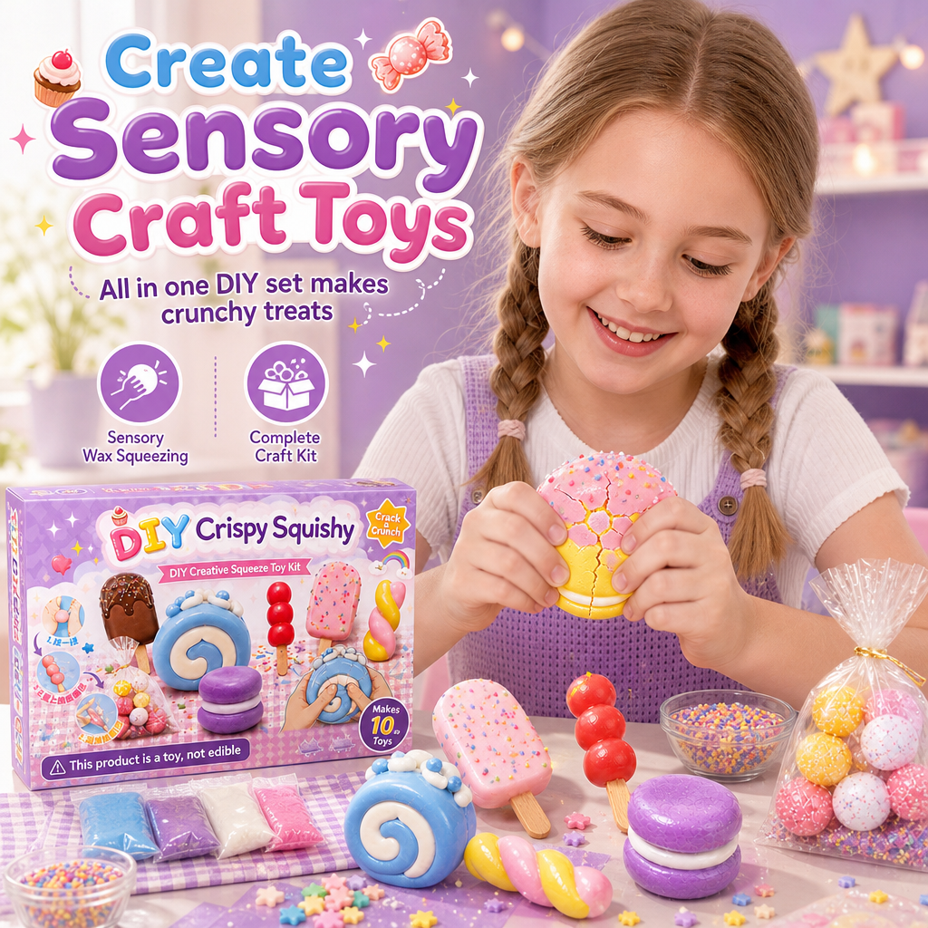 📢📢40% OFF !! ⏰DIY Crispy Squeeze Ball Toy Set with Wax Coating and Satisfying Crunchy Sound for Stress Relief