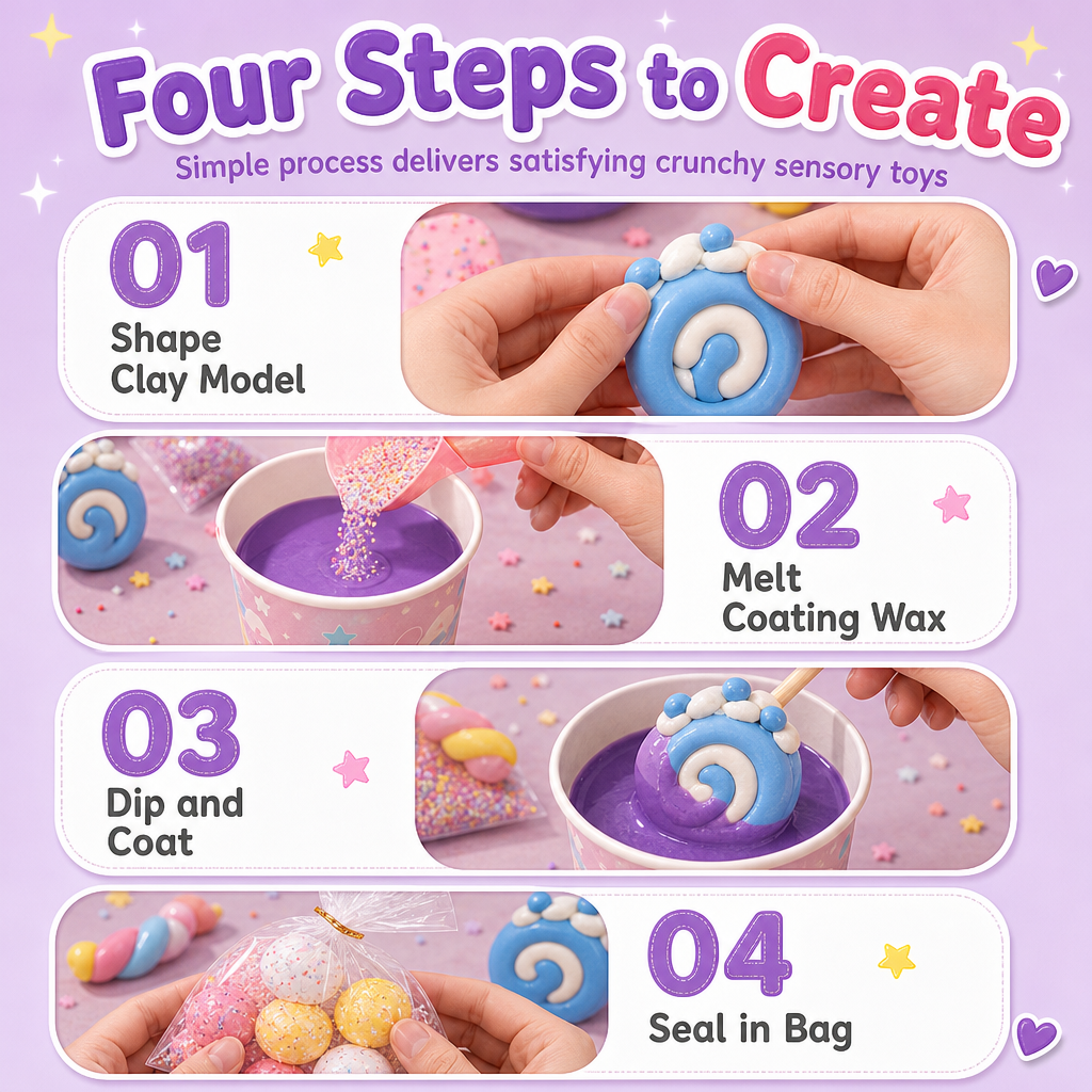 📢📢40% OFF !! ⏰DIY Crispy Squeeze Ball Toy Set with Wax Coating and Satisfying Crunchy Sound for Stress Relief