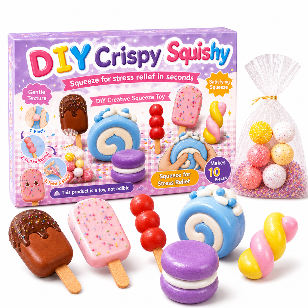 📢📢40% OFF !! ⏰DIY Crispy Squeeze Ball Toy Set with Wax Coating and Satisfying Crunchy Sound for Stress Relief