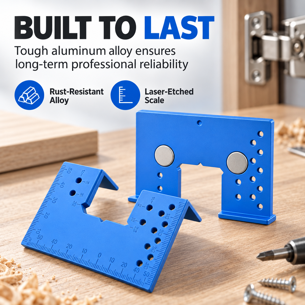 📢📢50% OFF !! ⏰Aluminum Alloy Magnetic Hinge Installation Template and Quick Positioning Fixing Plate Tool