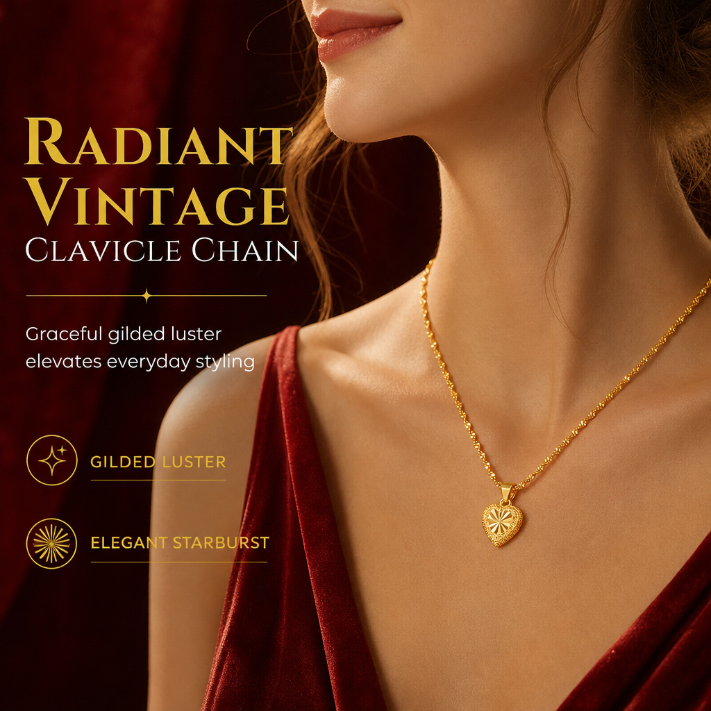 📢📢50% OFF !! ⏰🌸Retro Heart Shaped for Women Copper Alloy Imitation Gold Clavicle Chain Jewelry