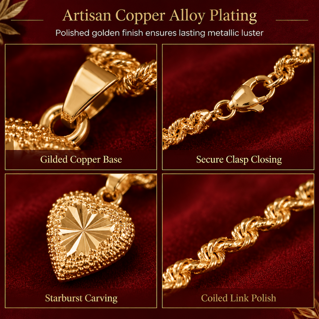 📢📢50% OFF !! ⏰🌸Retro Heart Shaped for Women Copper Alloy Imitation Gold Clavicle Chain Jewelry