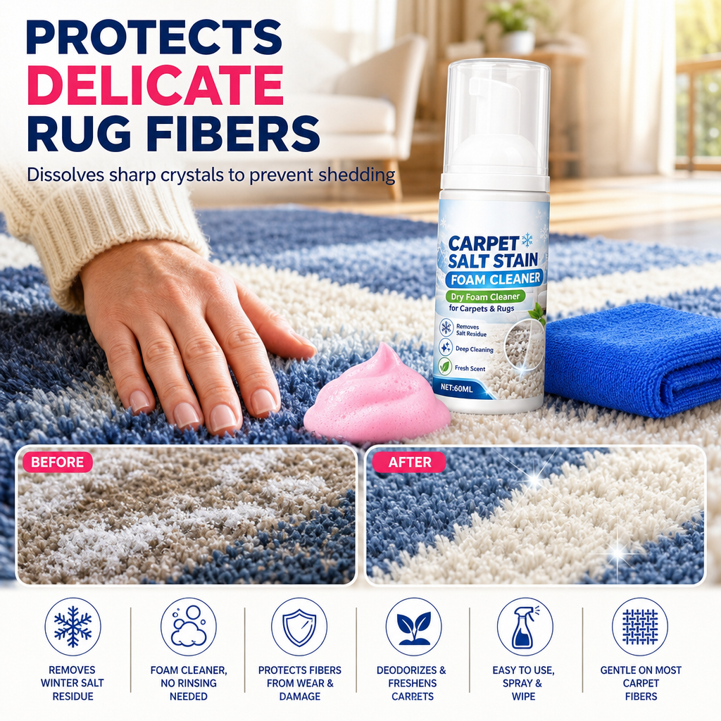 📢📢UP TO 60% OFF !! ⏰Winter Snow Melting Salt Stain Remover Carpet Foam Cleaner 60ml Set with Cleaning Towel