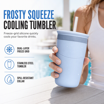 ⏳Time-Limited Special⏰🧊 Squeeze Cooling Tumbler: Releases Ice Cubes, Fits Cans, Silicone & Steel