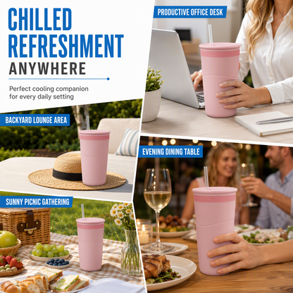 ⏳Time-Limited Special⏰🧊 Squeeze Cooling Tumbler: Releases Ice Cubes, Fits Cans, Silicone & Steel